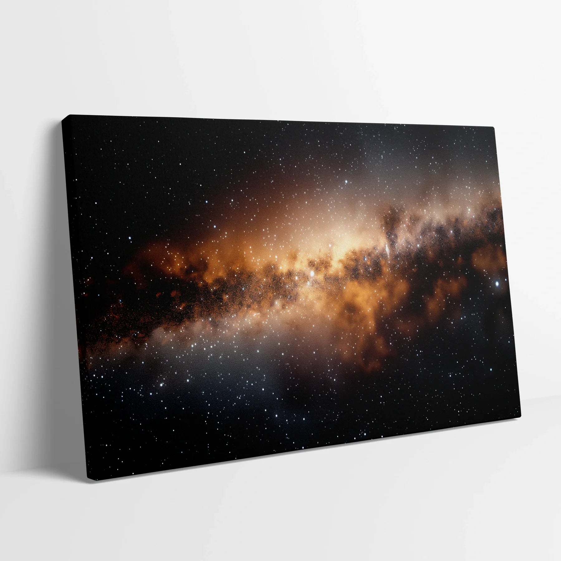 Tablou Peisaje - Galaxia Expresivă în Culori Cosmice - vedere din lateral sprijinit perete
