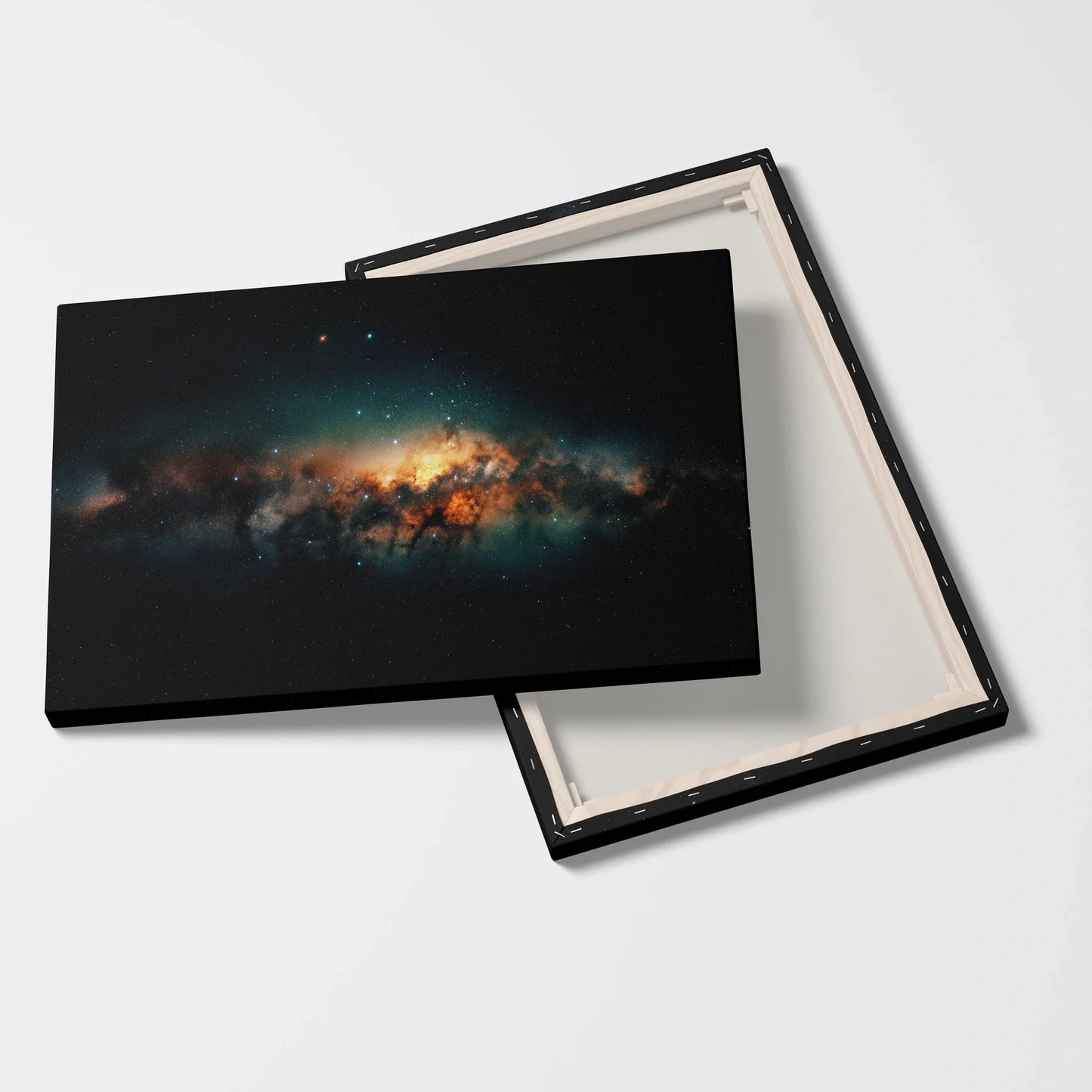 Tablou Peisaje - Galaxii Colorate în Noaptea Cosmică - vedere fata verso