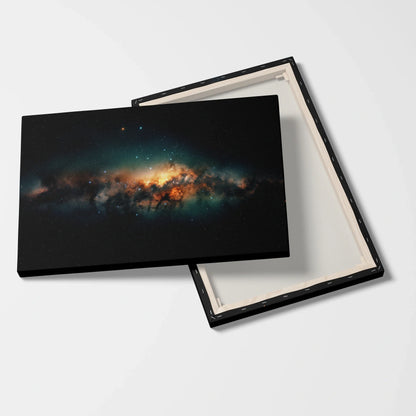 Tablou Peisaje - Galaxii Colorate în Noaptea Cosmică - vedere fata verso