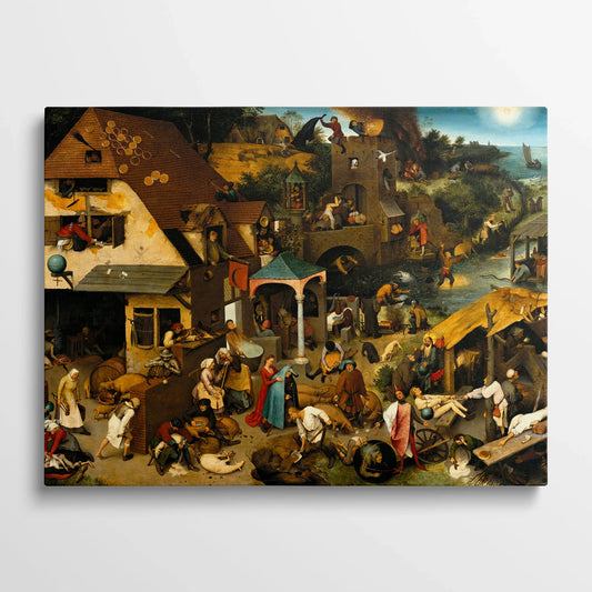 Tablou picturi celebre - Proverbe olandeze, P. Bruegel - vedere din fata