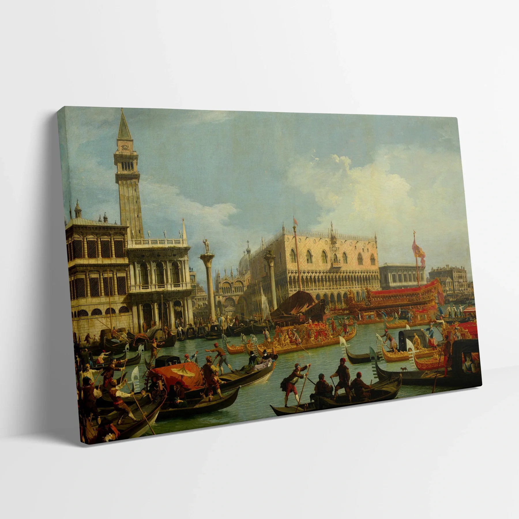 Tablou picturi celebre - Întoarcerea bucintorului la Molo, Canaletto - vedere din lateral sprijinit perete