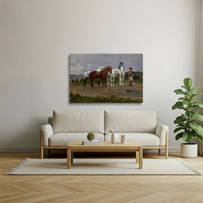 Tablou picturi celebre - Țăranii din Pirinei, catre târg, R. Bonheur - vedere living