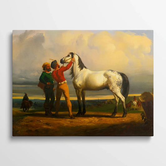 Tablou picturi celebre - Calul gri (La târgul cailor), R. Bonheur - vedere din fata