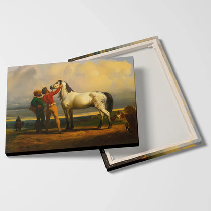 Tablou picturi celebre - Calul gri (La târgul cailor), R. Bonheur - vedere fata verso
