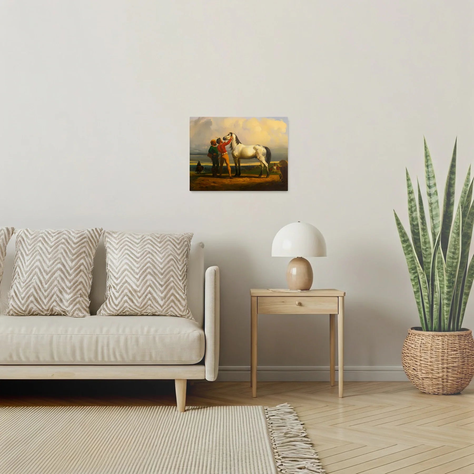 Tablou picturi celebre - Calul gri (La târgul cailor), R. Bonheur - vedere living