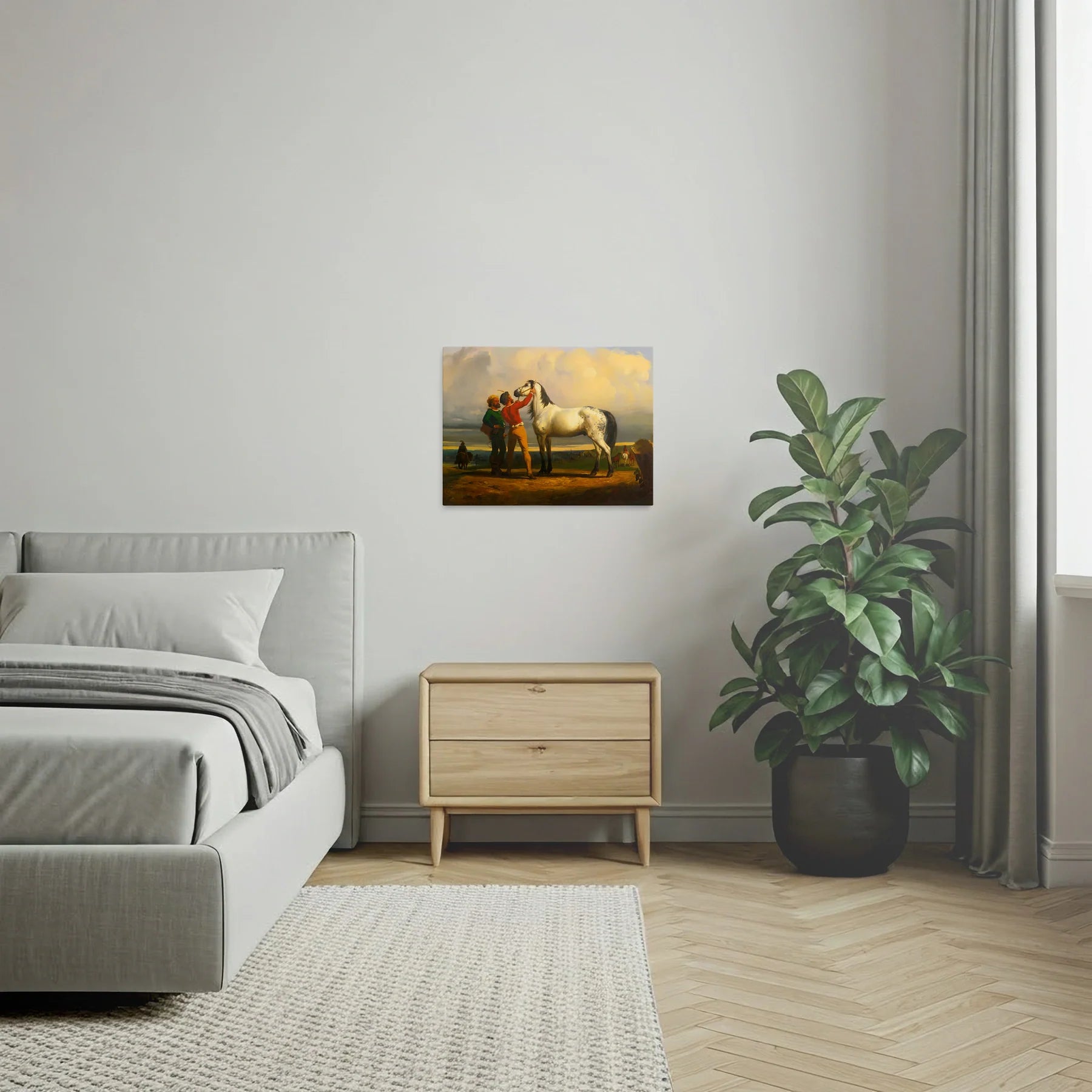 Tablou picturi celebre - Calul gri (La târgul cailor), R. Bonheur - vedere dormitor