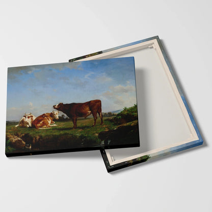 Tablou picturi celebre - Trei vaci la pășunat, R. Bonheur - vedere fata verso