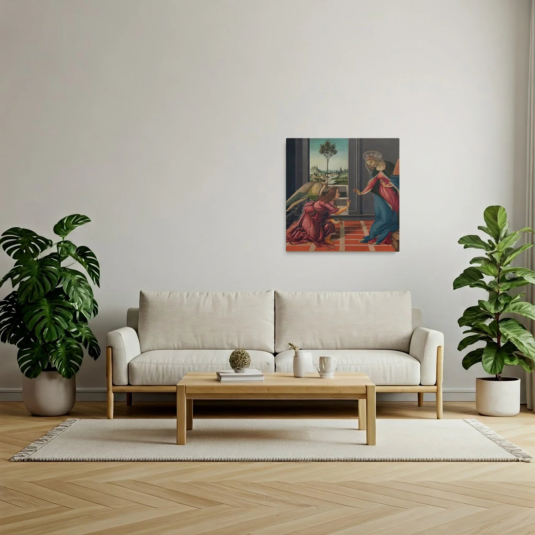 Tablou picturi celebre - Anunțul Fecioarei, Botticelli - vedere living