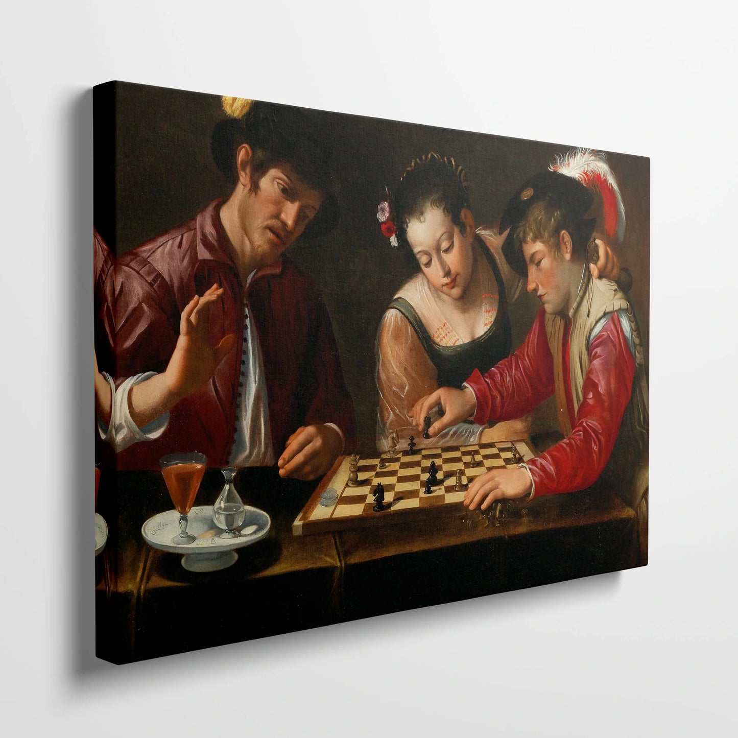 Tablou picturi celebre - Jucătorii de sah, Caravaggio - vedere din lateral