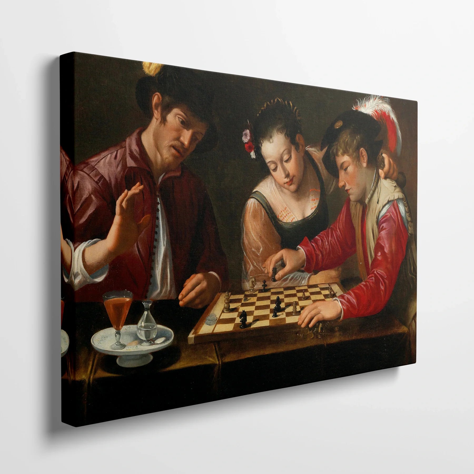 Tablou picturi celebre - Jucătorii de sah, Caravaggio - vedere din lateral