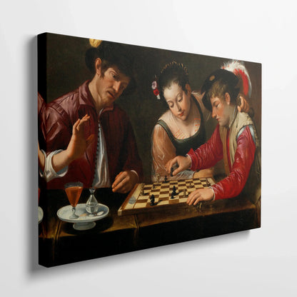 Tablou picturi celebre - Jucătorii de sah, Caravaggio - vedere din lateral