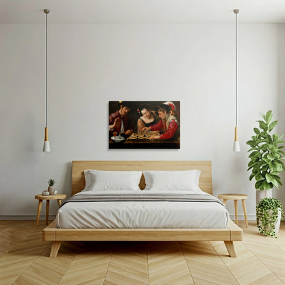 Tablou picturi celebre - Jucătorii de sah, Caravaggio - vedere dormitor