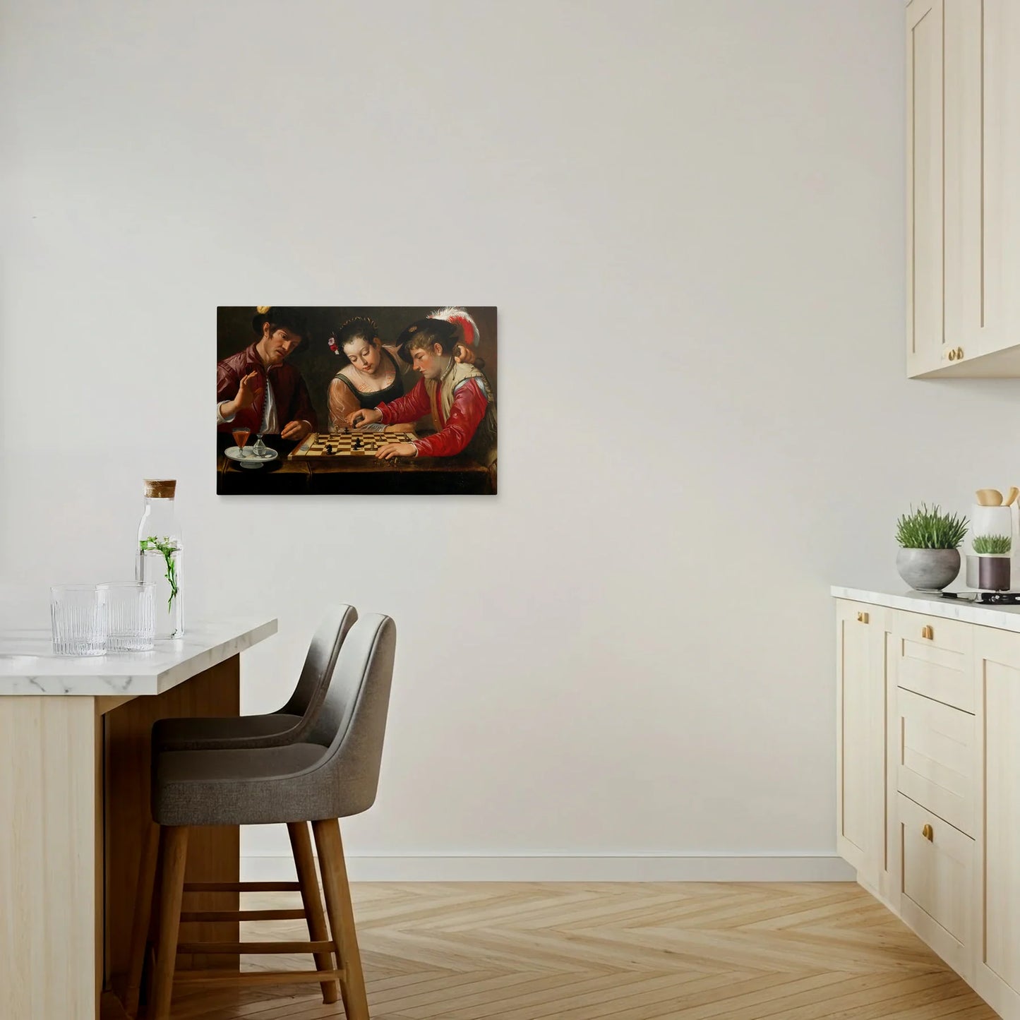 Tablou picturi celebre - Jucătorii de sah, Caravaggio - vedere bucatarie