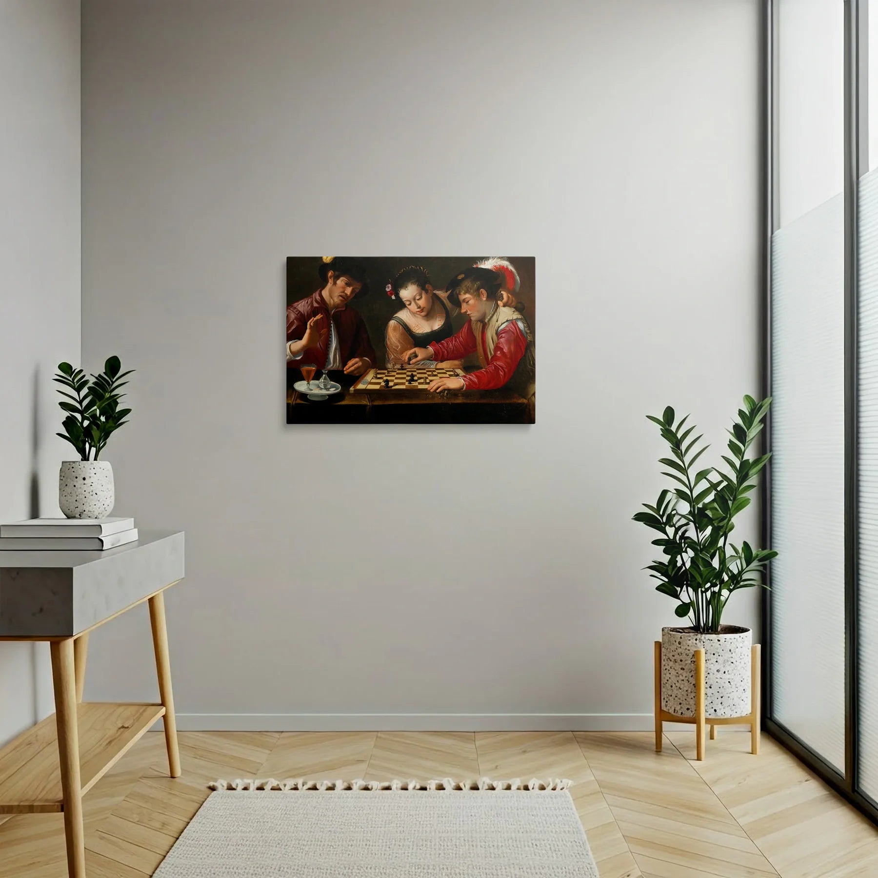Tablou picturi celebre - Jucătorii de sah, Caravaggio - vedere hol