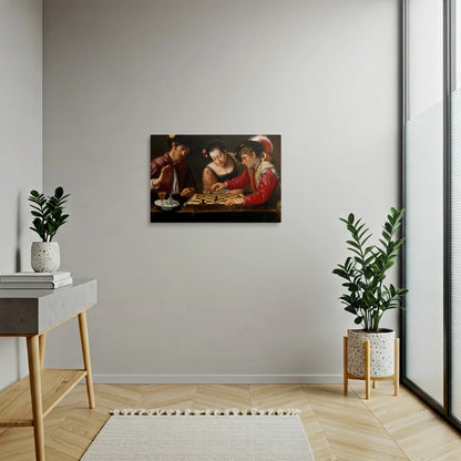Tablou picturi celebre - Jucătorii de sah, Caravaggio - vedere hol