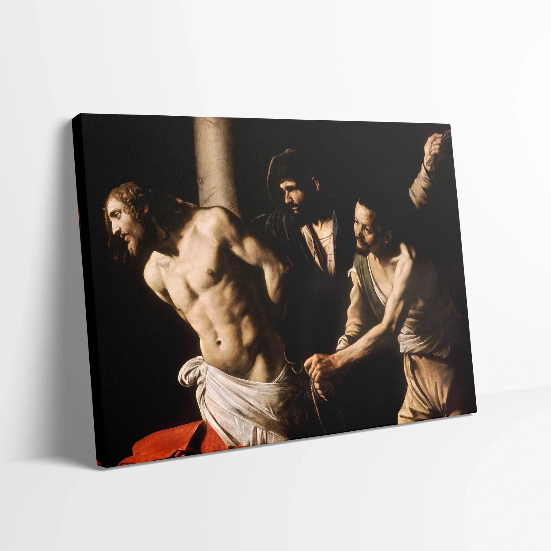 Tablou picturi celebre - Hristos la stâlp, Caravaggio - vedere din lateral sprijinit perete