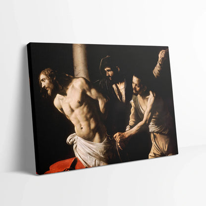 Tablou picturi celebre - Hristos la stâlp, Caravaggio - vedere din lateral sprijinit perete