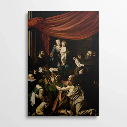 Tablou picturi celebre - "Madona Rozariului", Caravaggio - vedere din fata