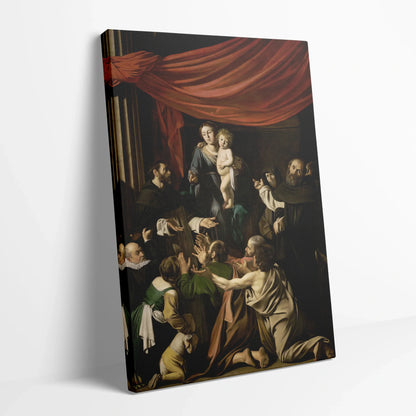 Tablou picturi celebre - "Madona Rozariului", Caravaggio - vedere din lateral sprijinit perete