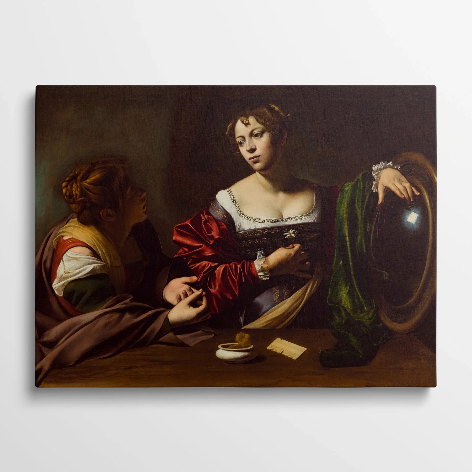 Tablou picturi celebre - Marta și Maria Magdalena, Caravaggio - vedere din fata