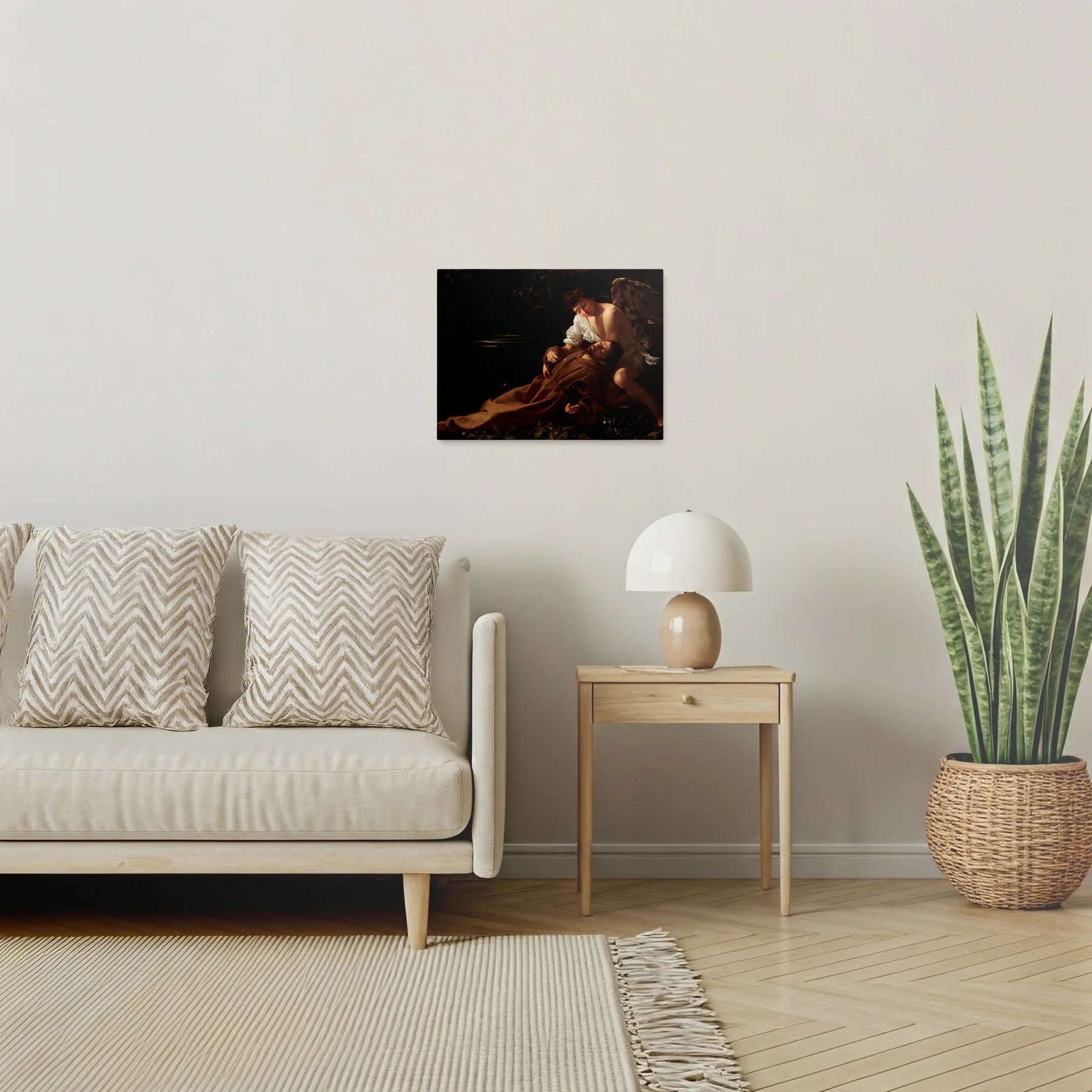 Tablou picturi celebre - Sf. Francisc din Assisi în extaz, Caravaggio - vedere living
