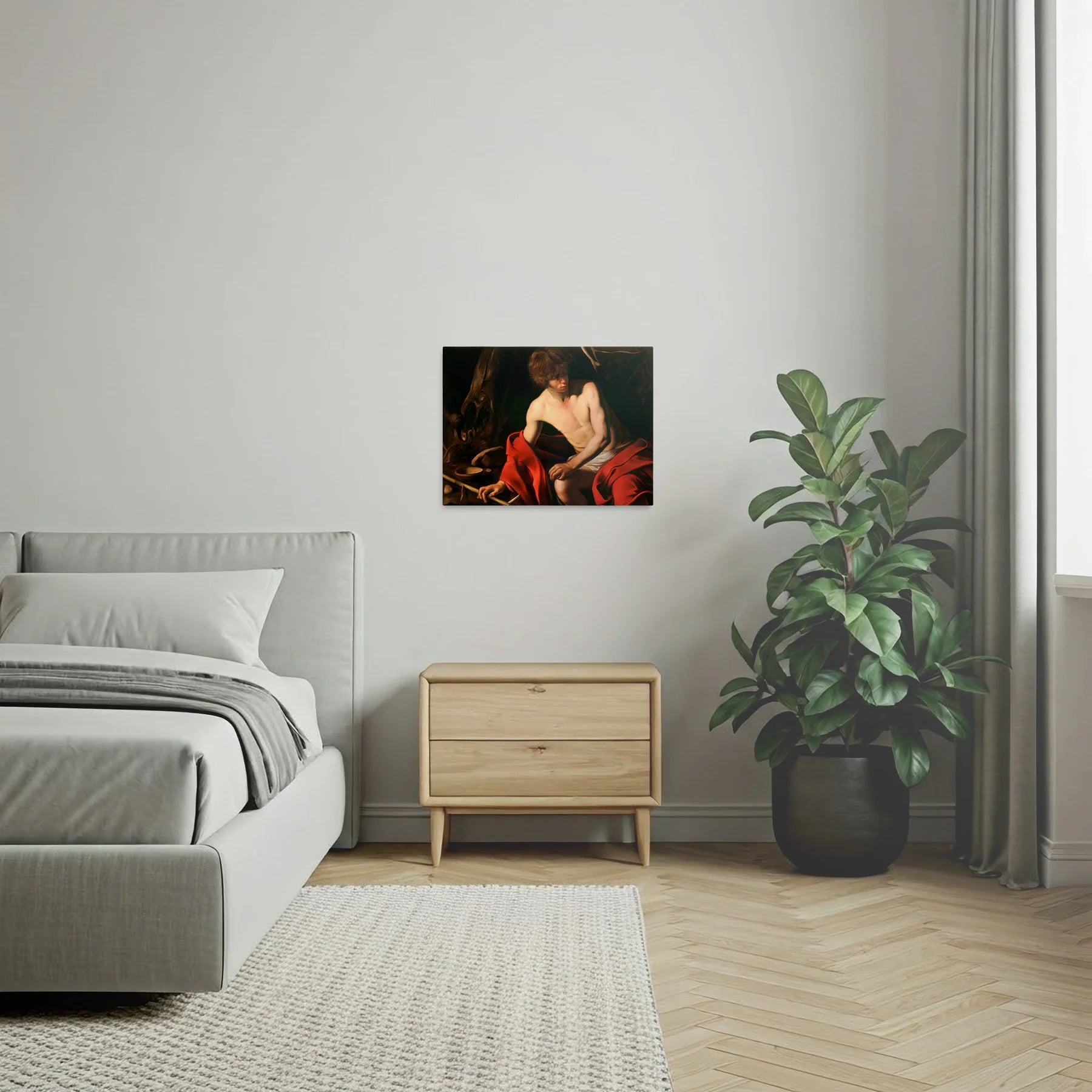 Tablou picturi celebre - Sfântul Ioan Botezătorul, Caravaggio - vedere dormitor
