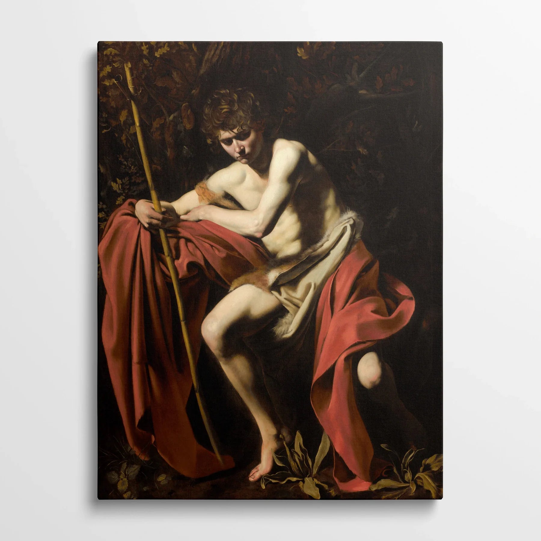 Tablou picturi celebre - Sf. Ioan Botezătorul în pustie, Caravaggio - vedere din fata