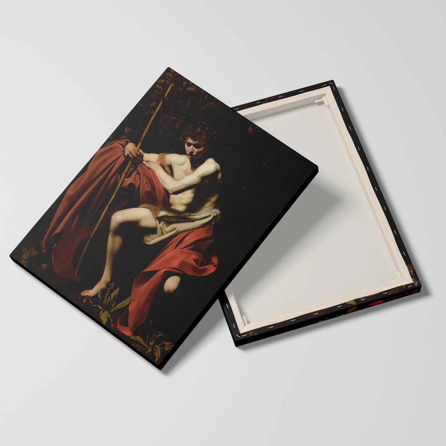 Tablou picturi celebre - Sf. Ioan Botezătorul în pustie, Caravaggio - vedere fata verso