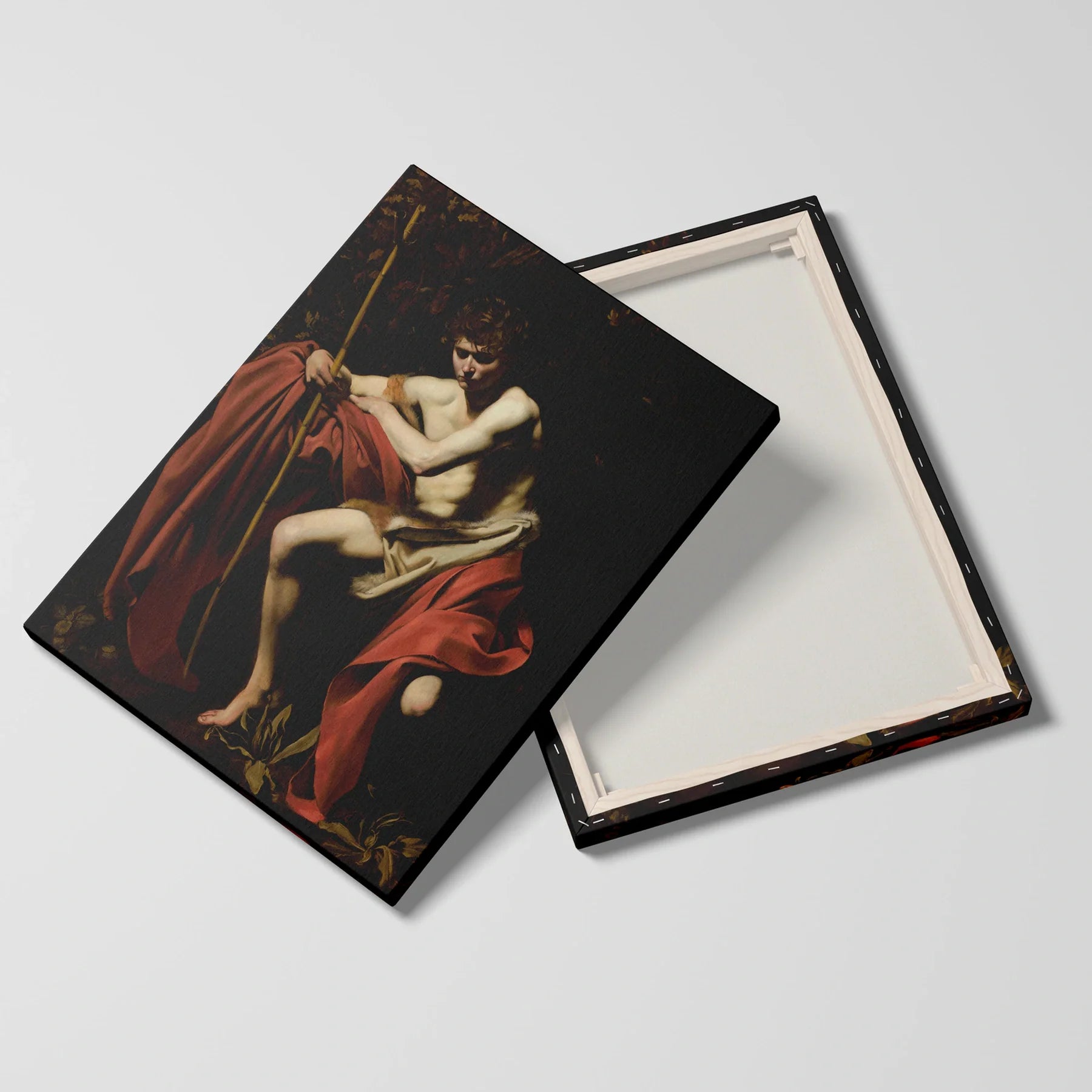 Tablou picturi celebre - Sf. Ioan Botezătorul în pustie, Caravaggio - vedere fata verso