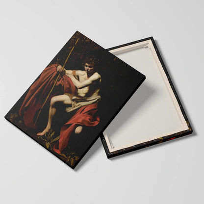 Tablou picturi celebre - Sf. Ioan Botezătorul în pustie, Caravaggio - vedere fata verso