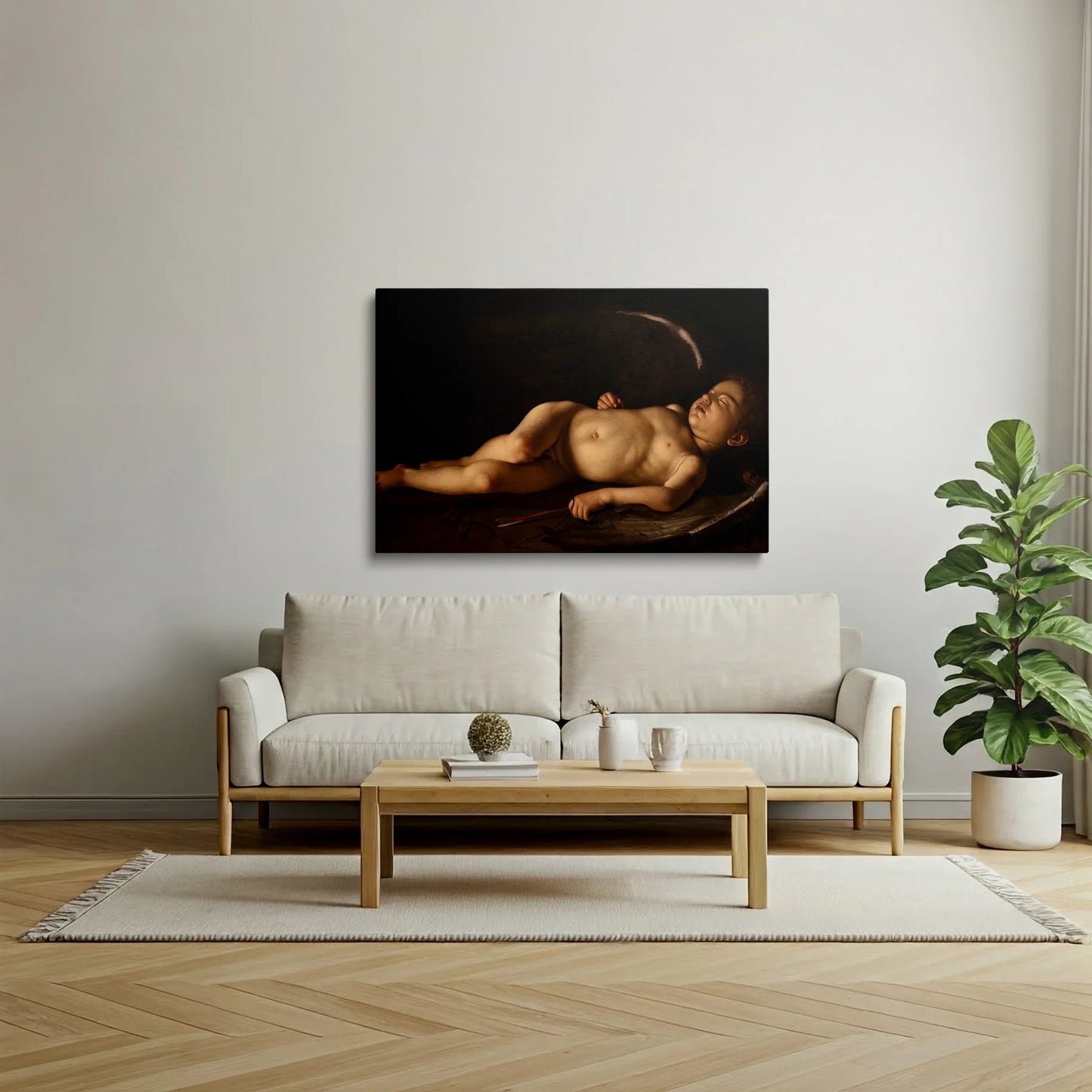 Tablou picturi celebre - Cupidon adormit, Caravaggio - vedere living