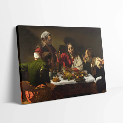 Tablou picturi celebre - Cina la Emmaus, Caravaggio - vedere din lateral sprijinit perete