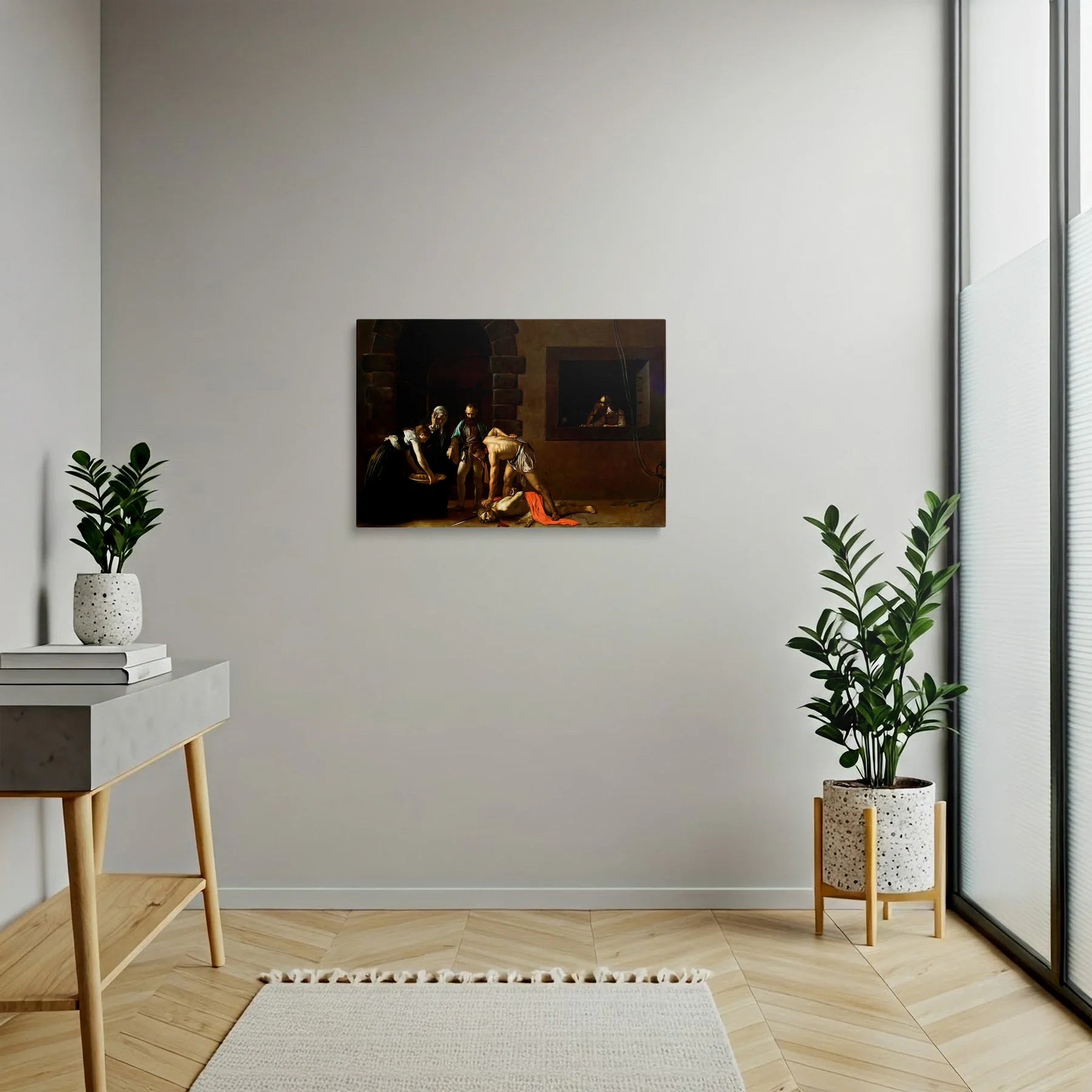Tablou picturi celebre - Decapitarea Sf. Ioan Botezătorul, Caravaggio - vedere hol