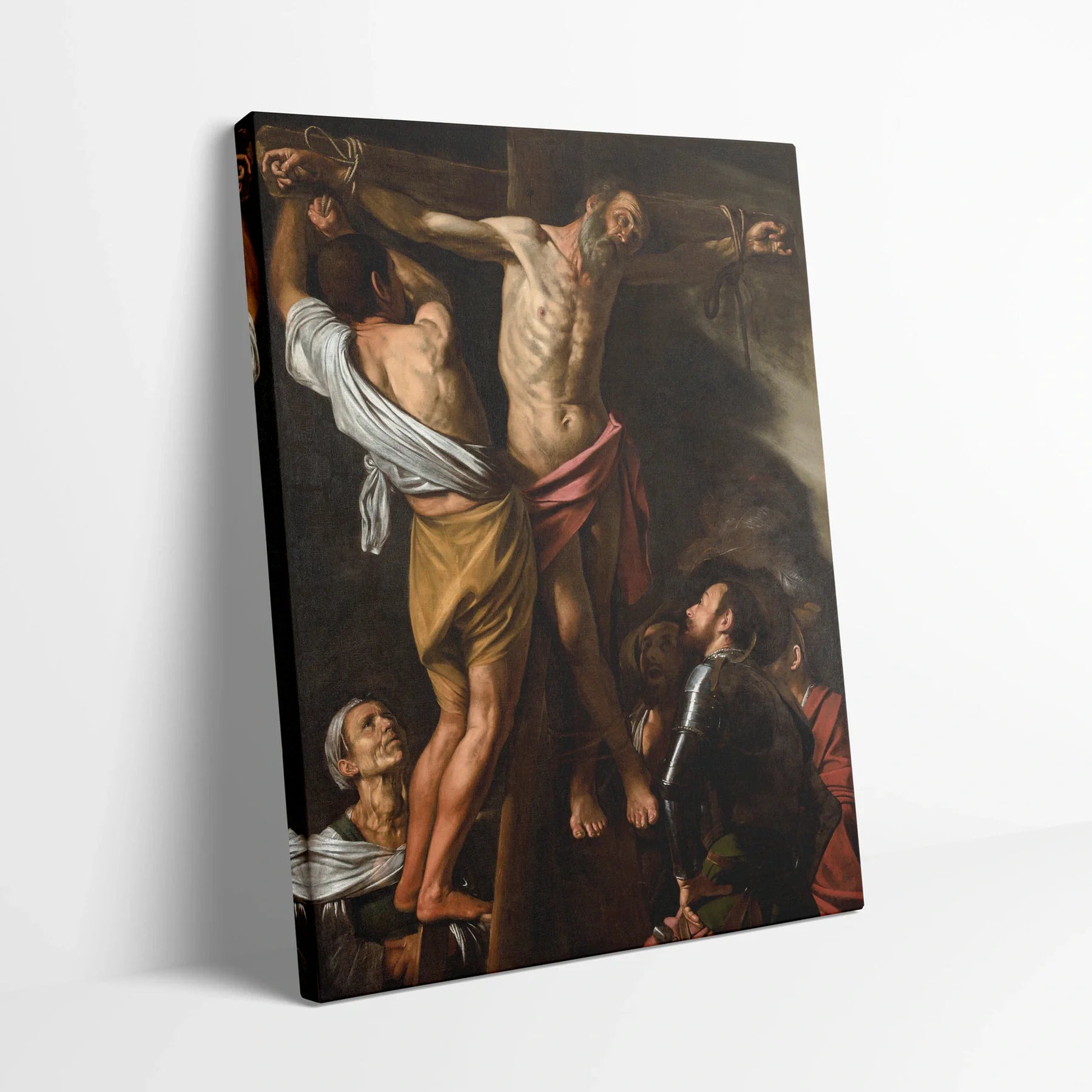 Tablou picturi celebre - Crucificarea Sfântului Andrei, Caravaggio - vedere din lateral sprijinit perete