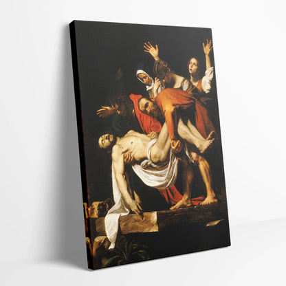 Tablou picturi celebre - Îngroparea Lui Hristos, Caravaggio - vedere din lateral sprijinit perete