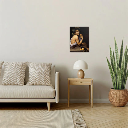 Tablou picturi celebre - Bacchus tânăr bolnav, Caravaggio - vedere living