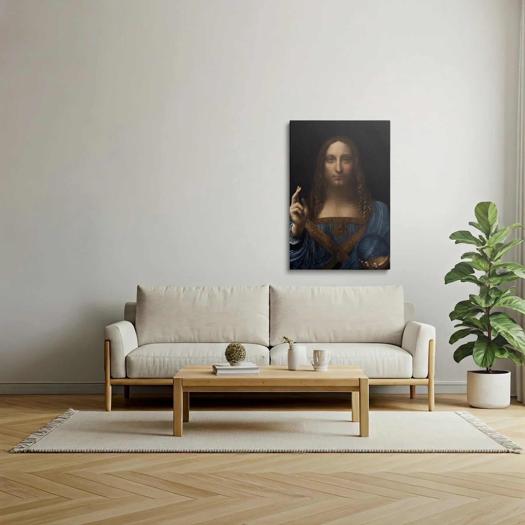 Tablou picturi celebre - Salvator Mundi, Da Vinci - vedere living