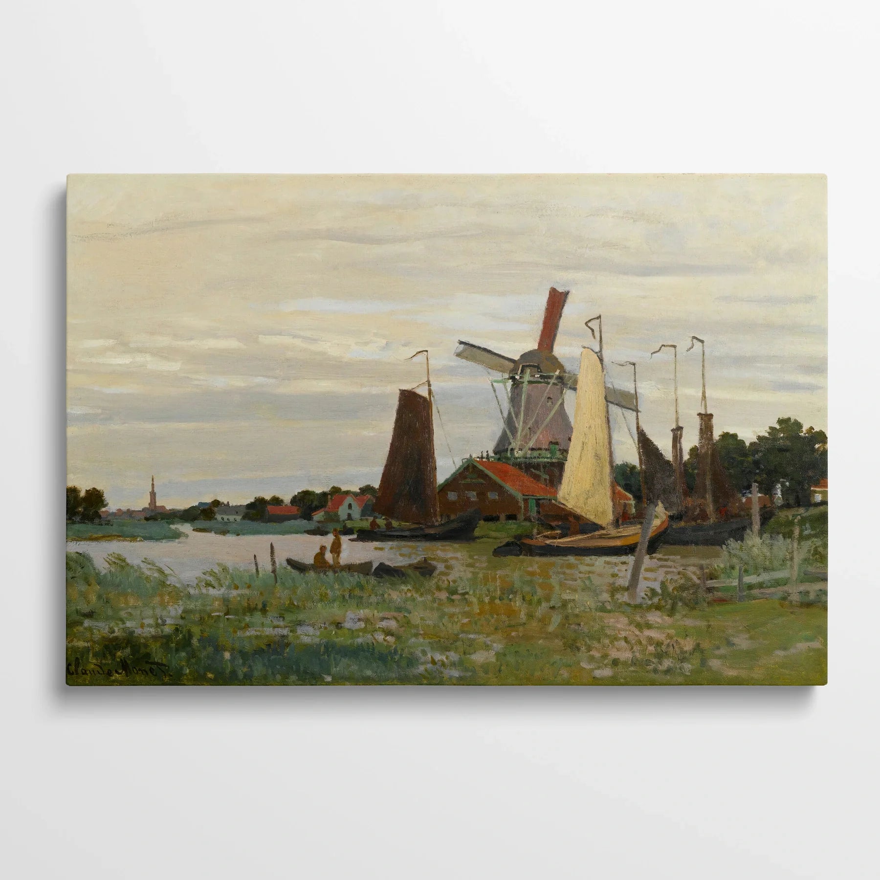 Tablou picturi celebre - Un Moulin în Zaandam, Monet - vedere din fata