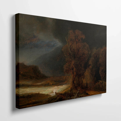 Tablou picturi celebre - Peisaj cu parabola bunului samaritean, Rembrandt - vedere din lateral