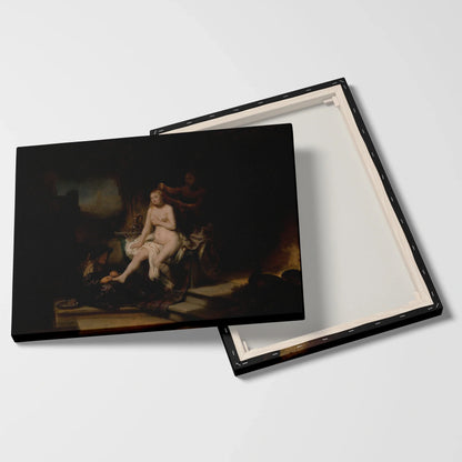Tablou picturi celebre - Îmbăierea lui Batșeba, Rembrandt - vedere fata verso