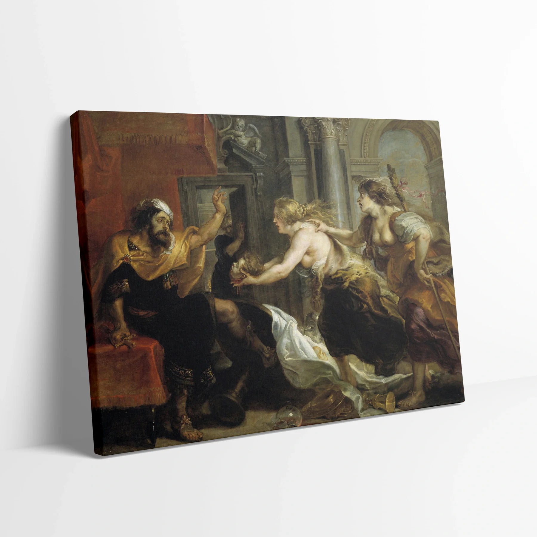 Tablou picturi celebre - Tereus confruntat cu capul fiului său Itylus, Rubens - vedere din lateral sprijinit perete