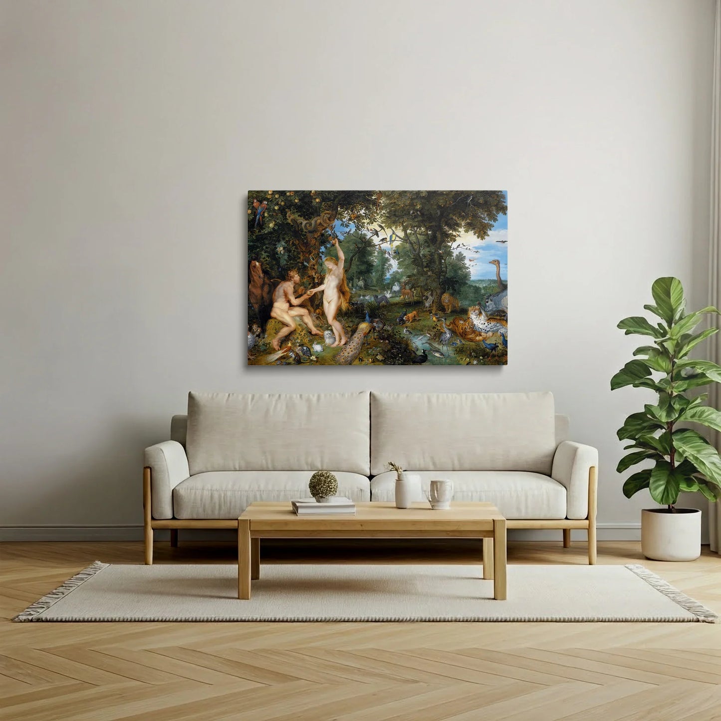 Tablou picturi celebre - Grădina Edenului cu căderea omului, Rubens - vedere living