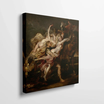 Tablou picturi celebre - Răpirea fecioarelor din Levkippos, Rubens - vedere din lateral sprijinit perete