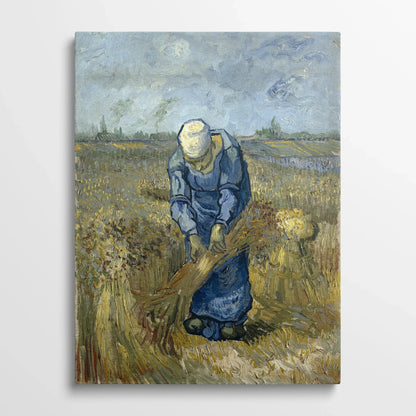 Tablou picturi celebre - Femeie tărană legând snopuri, Van Gogh - vedere din fata