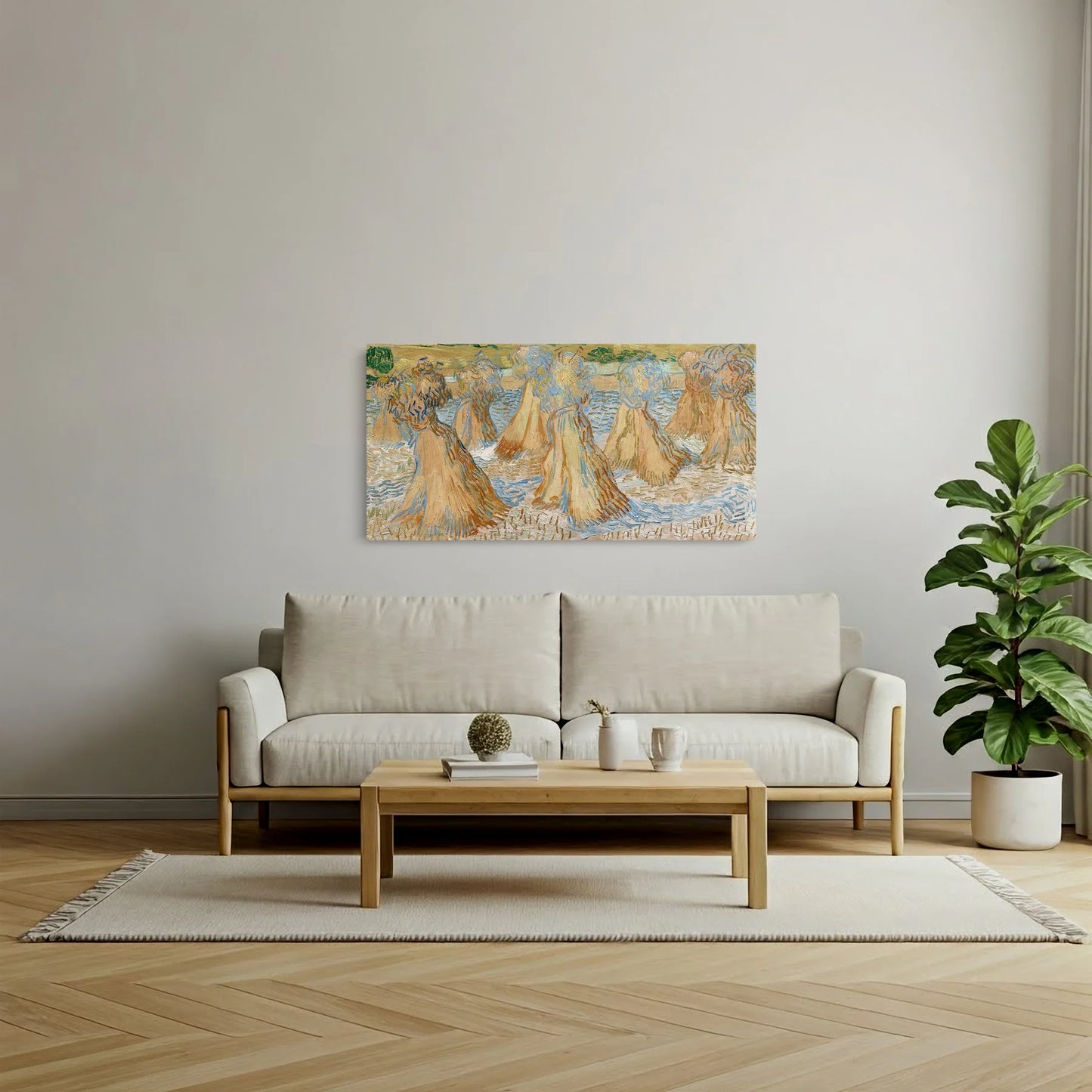 Tablou picturi celebre - Miriștea de grâu, Van Gogh - vedere living