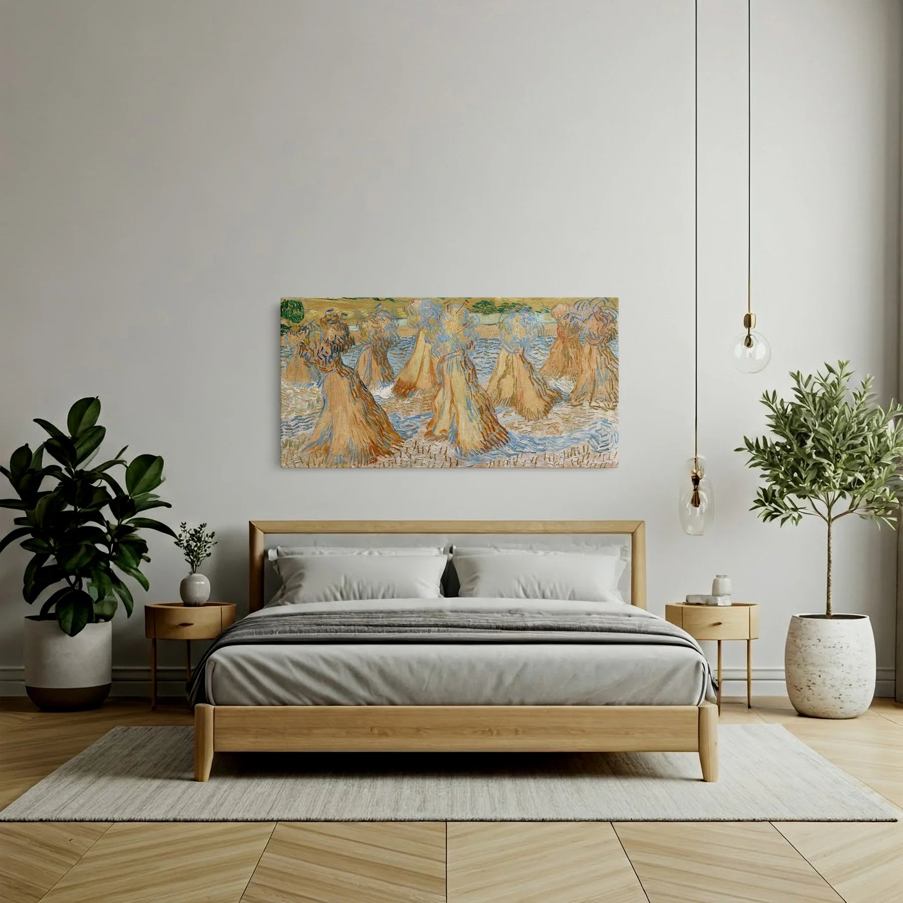 Tablou picturi celebre - Miriștea de grâu, Van Gogh - vedere dormitor 1