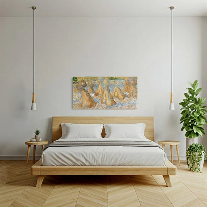 Tablou picturi celebre - Miriștea de grâu, Van Gogh - vedere dormitor 2