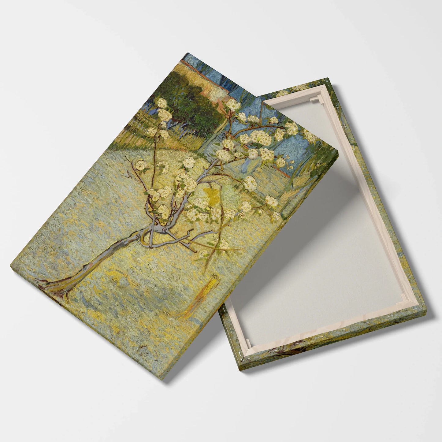 Tablou picturi celebre - Micul pom de pere în floare, Van Gogh - vedere fata verso