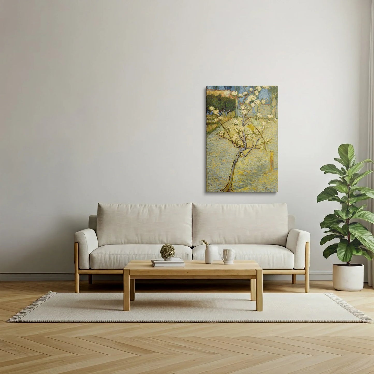 Tablou picturi celebre - Micul pom de pere în floare, Van Gogh - vedere living