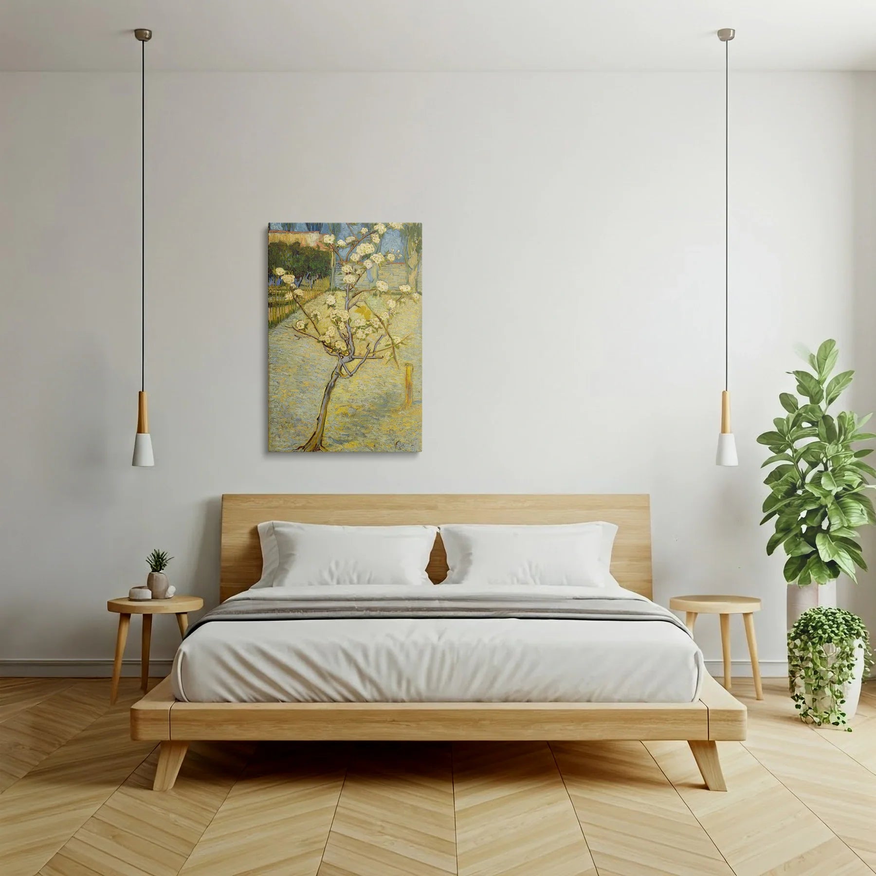 Tablou picturi celebre - Micul pom de pere în floare, Van Gogh - vedere dormitor